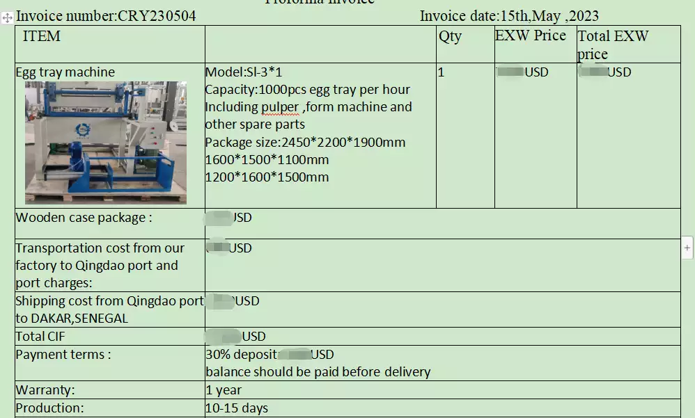 Fábrica de bandeja de ovo 1000Pcs/H vendida ao Senegal 3 Planta de fabricação de bandejas para ovos pi