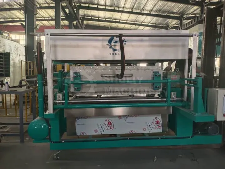 Entrega bem-sucedida de máquina de bandeja para ovos e secador de metal para o Senegal 2 2500 unidades por hora máquina de fazer bandeja de ovos